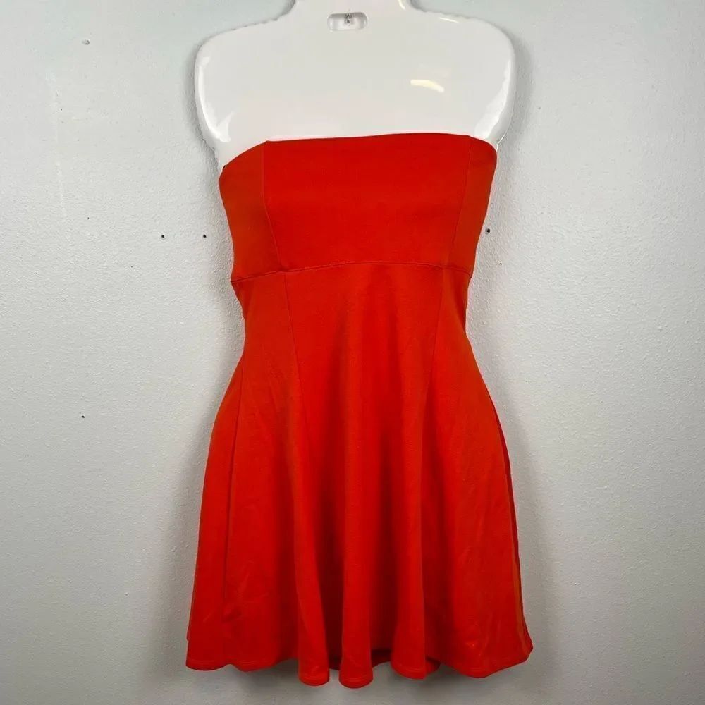 Forever 21 Orange Midi Dress Size M EUC